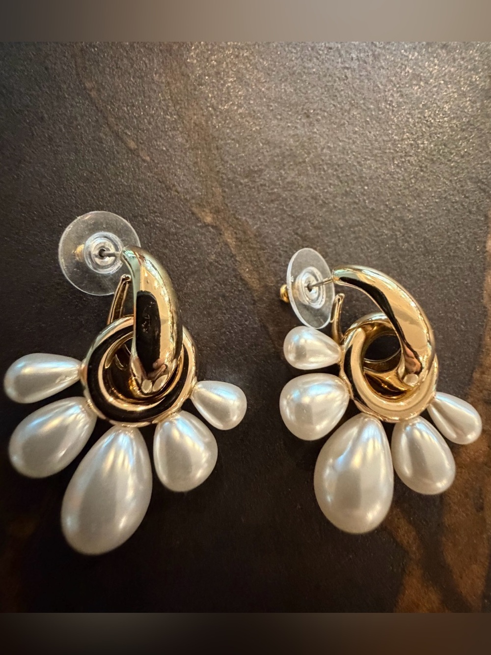 Mignonne Gavigan Gold Pearl Petal Drop Earrings